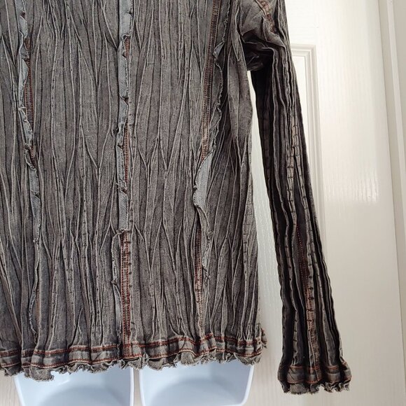 Womens Crepe Faded Grunge Rocker Steampunk Regency Victorian Vampire Shirt L - Picture 11 of 14